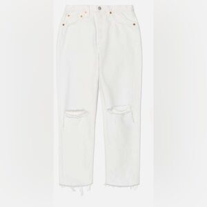 Re/Done 70s Stove Pipe Straight Jeans Revolve Destroyed White Button Fly 32 NWT
